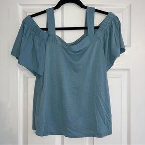 Women's Blue Off-Shoulder Top
